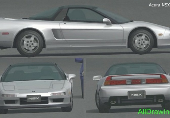 Acura NSX (1991) (Акура НСX (1991)) - чертежи (рисунки) автомобиля